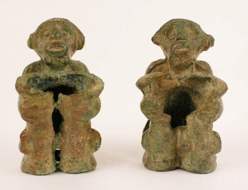 Pair of slide fittings in the form of monkeys, Late Shang dynasty or early Western Zhou dynasty. Creator: Unknown.
