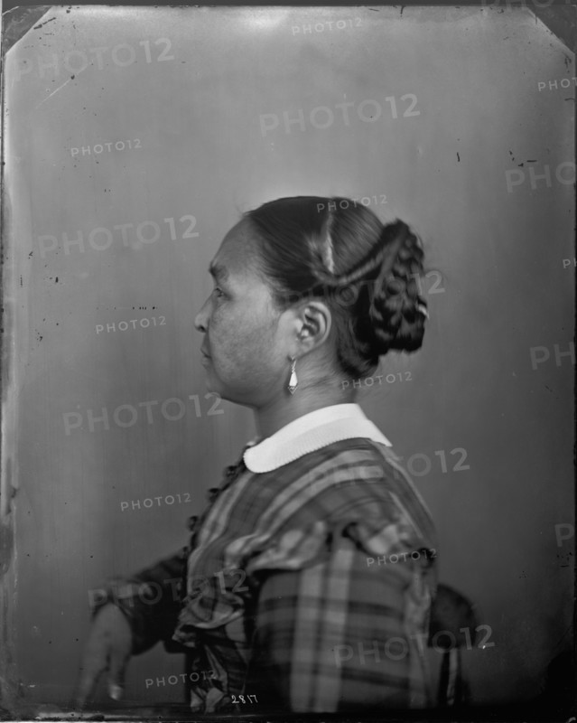 Profile Portrait of Unidentified Woman, 1880s. Creator: United States National Museum Photographic Laboratory.