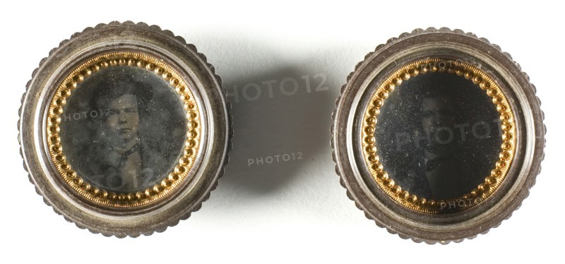 Untitled [twin circular portraits], 1855/75. Creator: Unknown.