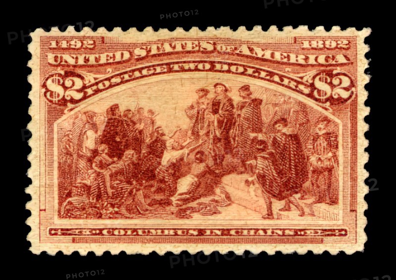 $2 Columbus in Chains single, 1893. Creator: American Bank Note Company.