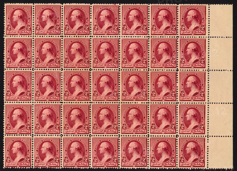 2c Washington block of thirty-five, 1890. Creator: American Bank Note Company.