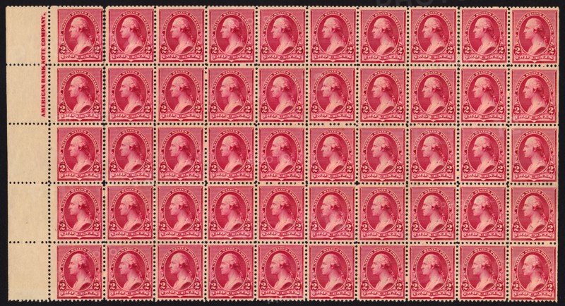 2c Washington imprint block of fifty, 1890. Creator: American Bank Note Company.