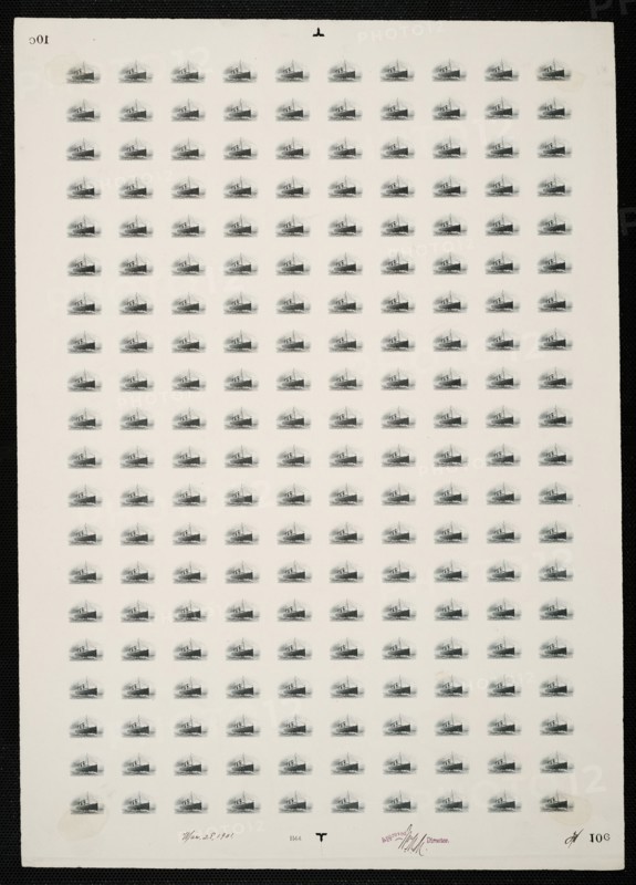 10c Pan-American Fast Ocean Navigation vignette plate proof, 487. Creator: Bureau of Engraving and Printing.