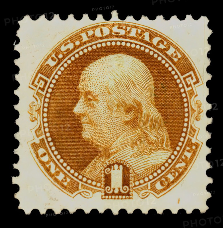 1c Franklin re-issue single, 1875. Creator: National Bank Note Company.