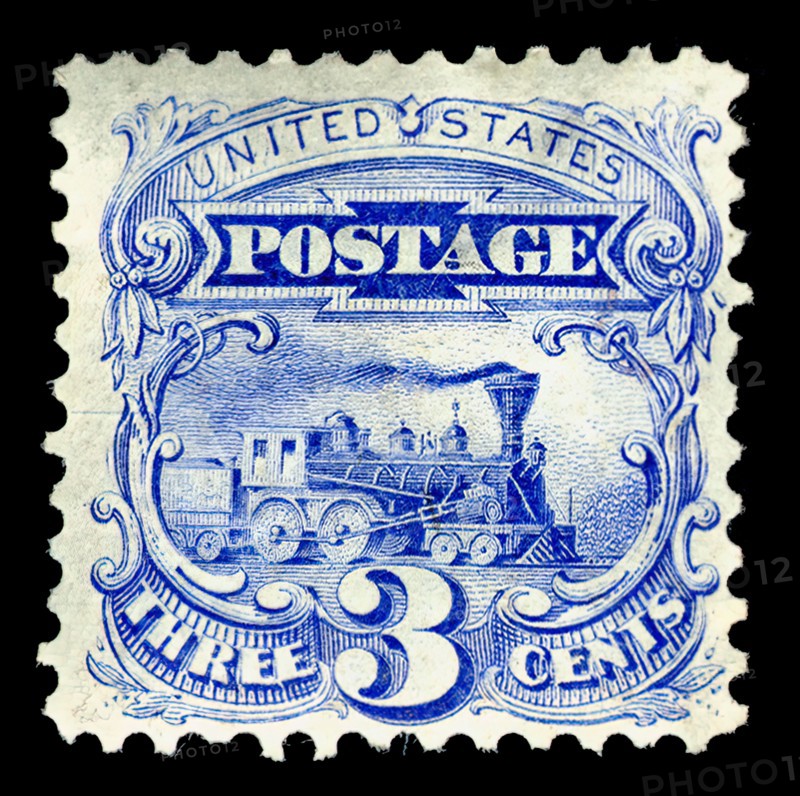 3c Steam Locomotive re-issue single, 1875. Creator: National Bank Note Company.