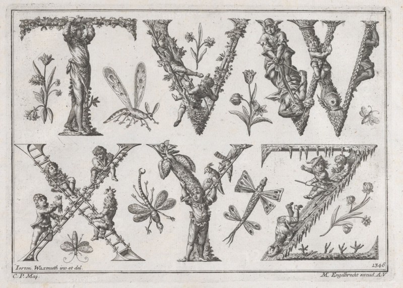 Decorated Roman alphabet, 18th century., 18th century. Creator: Jeremias Wachsmuth.