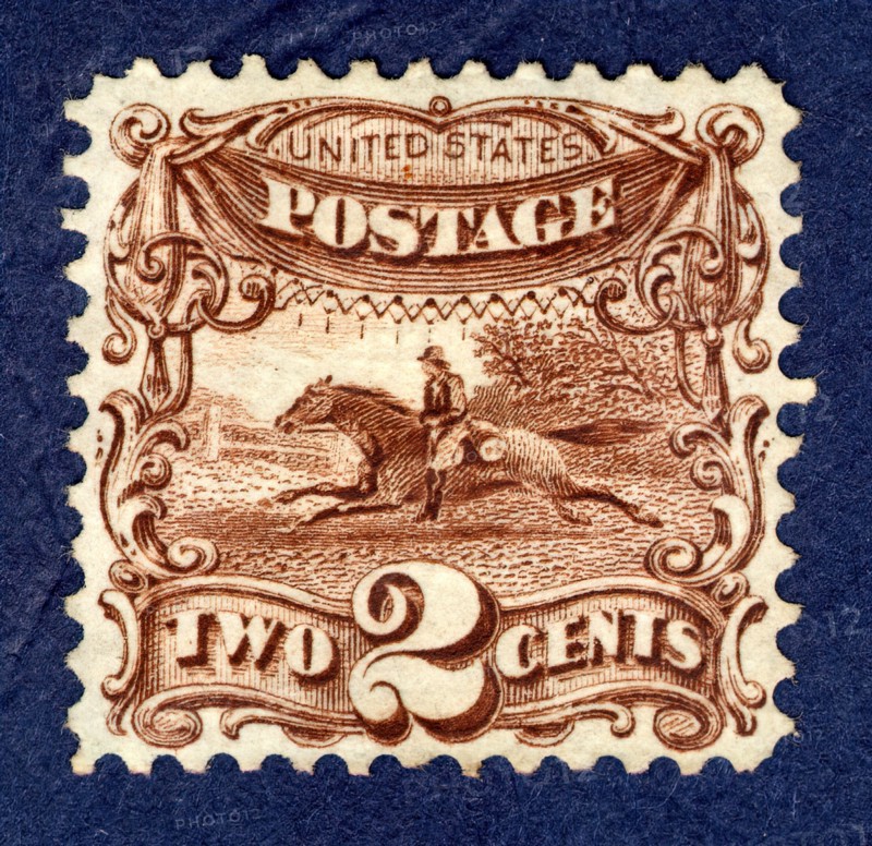 2c Post Rider and Horse G Grill single, 1869. Creator: National Bank Note Company.