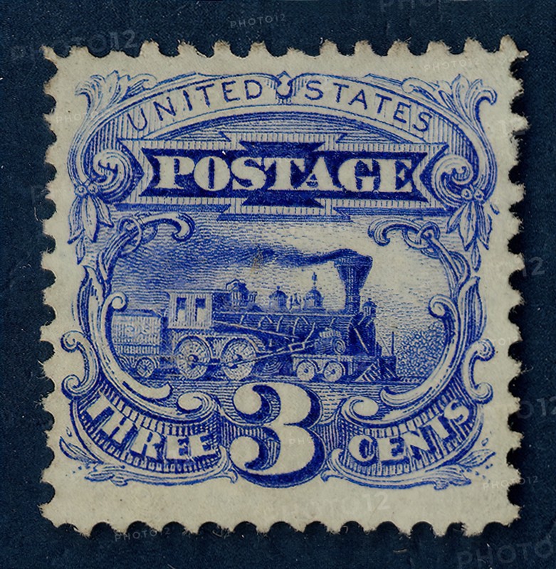 3c Steam Locomotive G Grill single, 1869. Creator: National Bank Note Company.