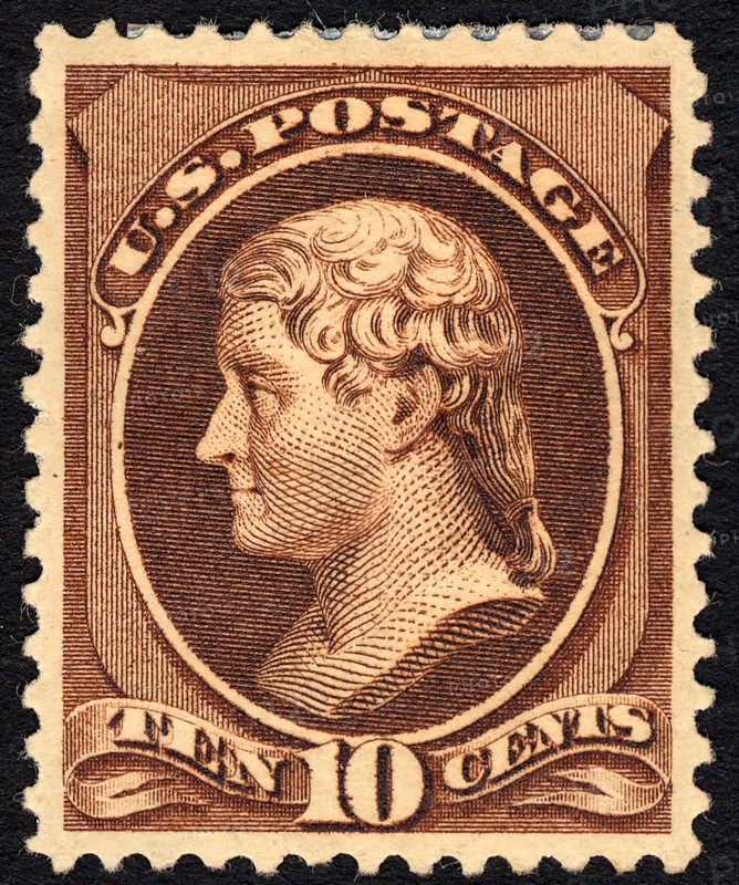 10c Thomas Jefferson single, 1882. Creator: Unknown.