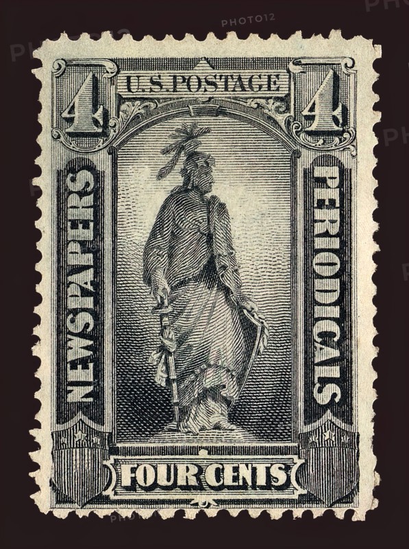4c Statue of Freedom Newspapers and Periodicals imprint single, 1875. Creator: Unknown.