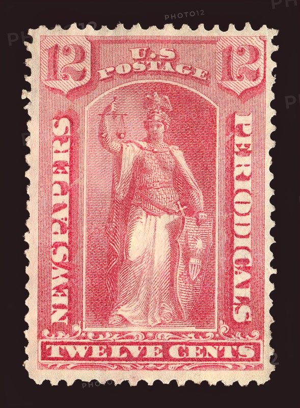 12c Justice Newspapers and Periodicals imprint single, 1875. Creator: Unknown.