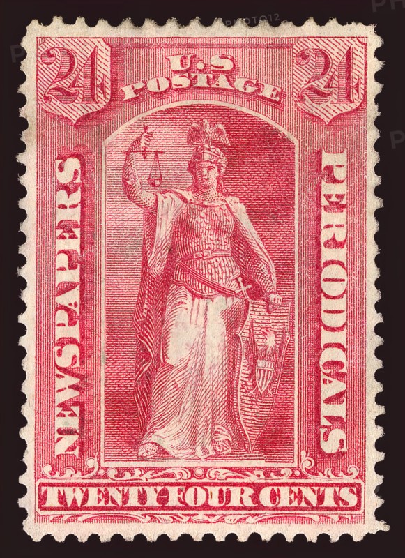 24c Justice Newspapers and Periodicals imprint single, 1875. Creator: Unknown.