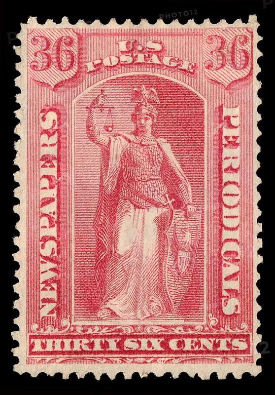 36c Justice Newspapers and Periodicals imprint single, 1875. Creator: Unknown.