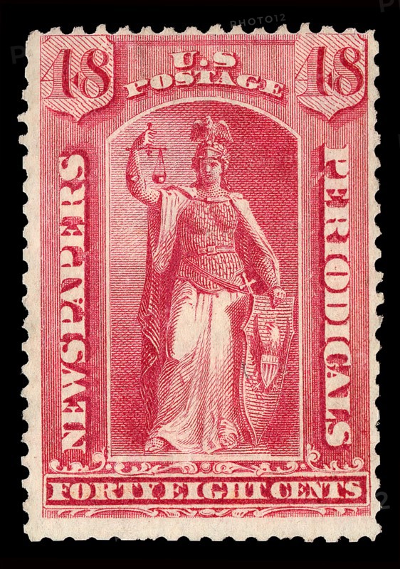48c Justice Newspapers and Periodicals imprint single, 1875. Creator: Unknown.