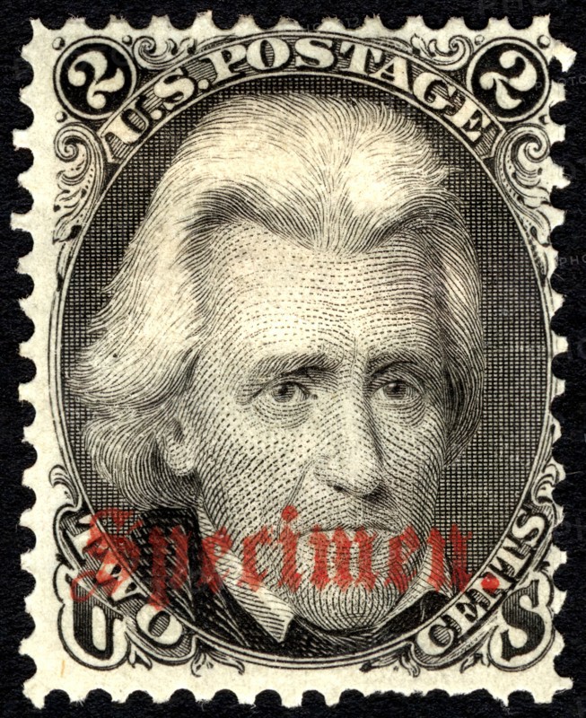 2c Andrew Jackson "Specimen" overprint single, 1863. Creator: Unknown.
