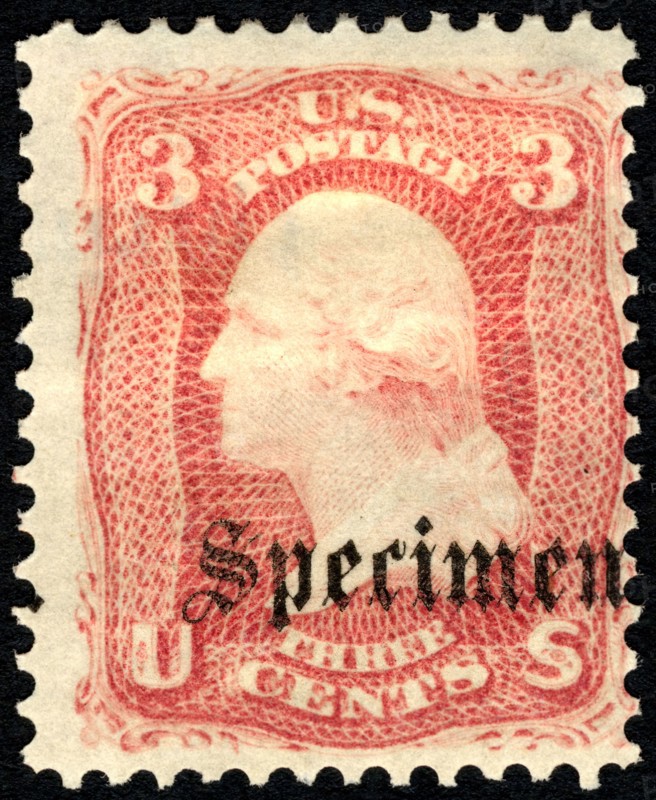 3c Washington "Specimen" overprint single, 1861. Creator: Unknown.