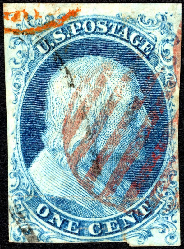 1c Franklin type I single, 1851. Creator: Unknown.