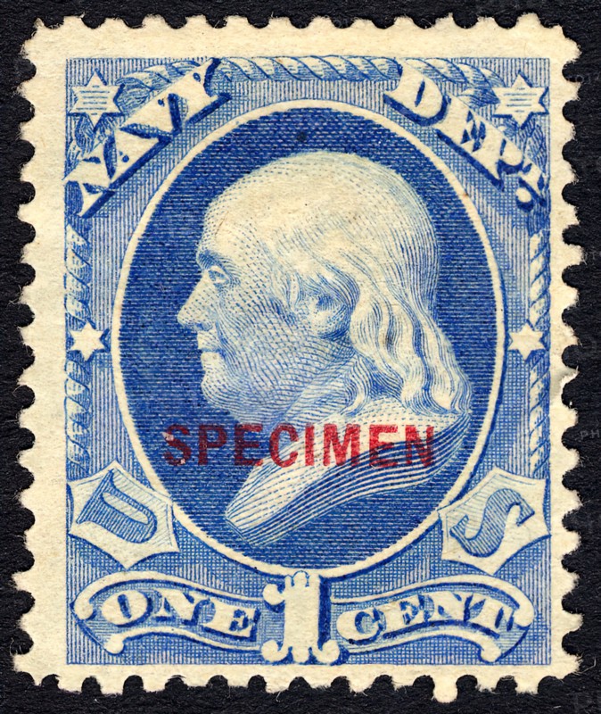 1c Franklin Navy Department special printing single, 1875. Creator: Unknown.