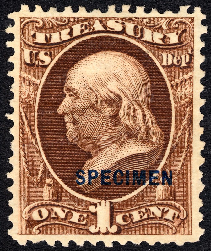 1c Franklin Treasury Department special printing single, 1875. Creator: Unknown.