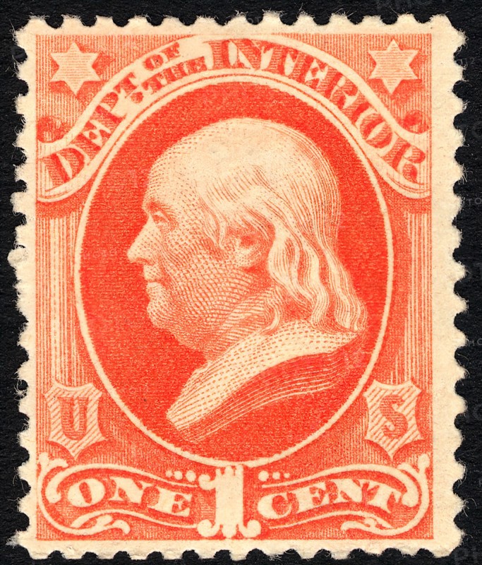 1c Franklin Interior Department single, 1879. Creator: Unknown.