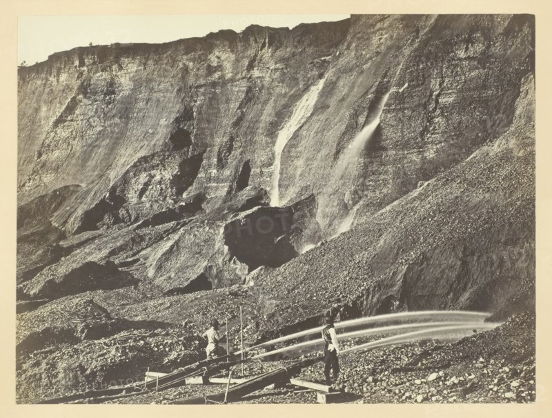 Hydraulic Gold Mining, Near Dutch Flats, California, C. P. R. R., 1868/69. Creator: Andrew Joseph Russell.