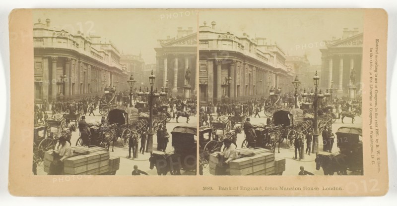 Bank of England, from Mansion House, London, 1891. Creator: BW Kilburn.