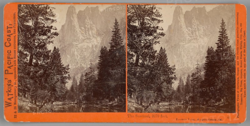 The Sentinel, 3270 feet, Yosemite Valley, Mariposa County, Cal., 1861/76. Creator: Carleton Emmons Watkins.