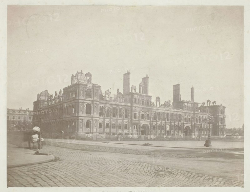 Paris Fire (The Facade of City Hall), May 1871. Creator: Charles Soulier.