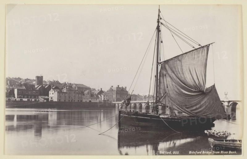 Bideford Bridge from River Bank, 1860/94. Creator: Francis Bedford.