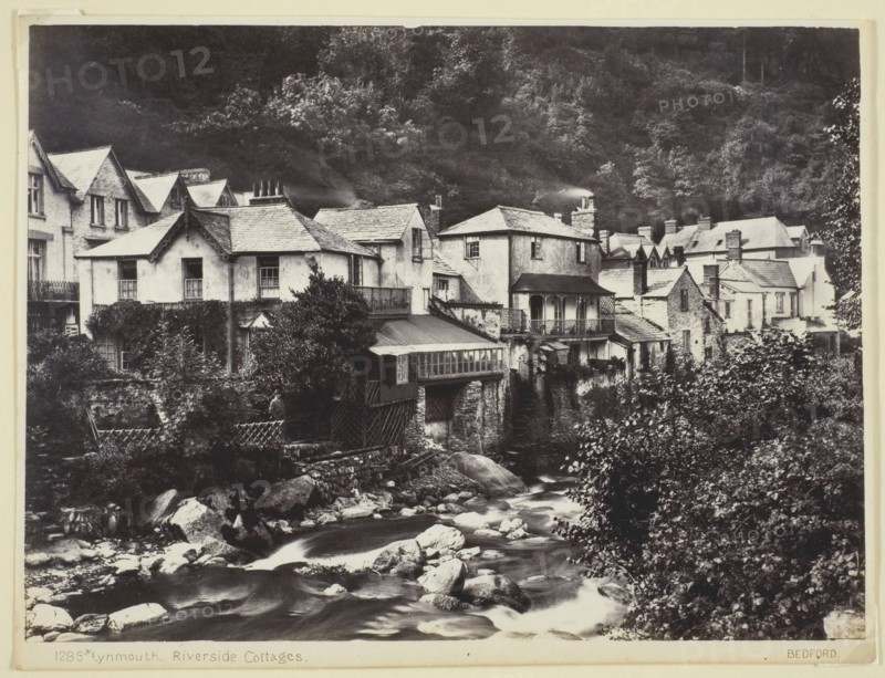 Lynmouth, Riverside Cottages, 1860/94. Creator: Francis Bedford.