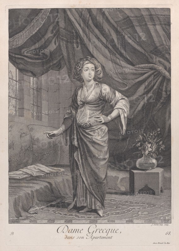 Dame Grecque, dans son Apartement, 1714-15. Creator: Unknown.