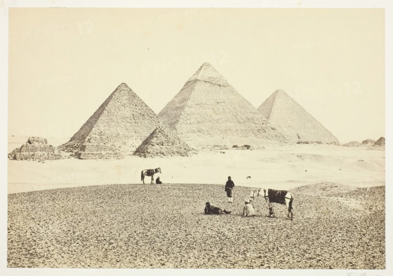 The Pyramids of El Geezeh, from the Southwest, 1857. Creator: Francis Frith.
