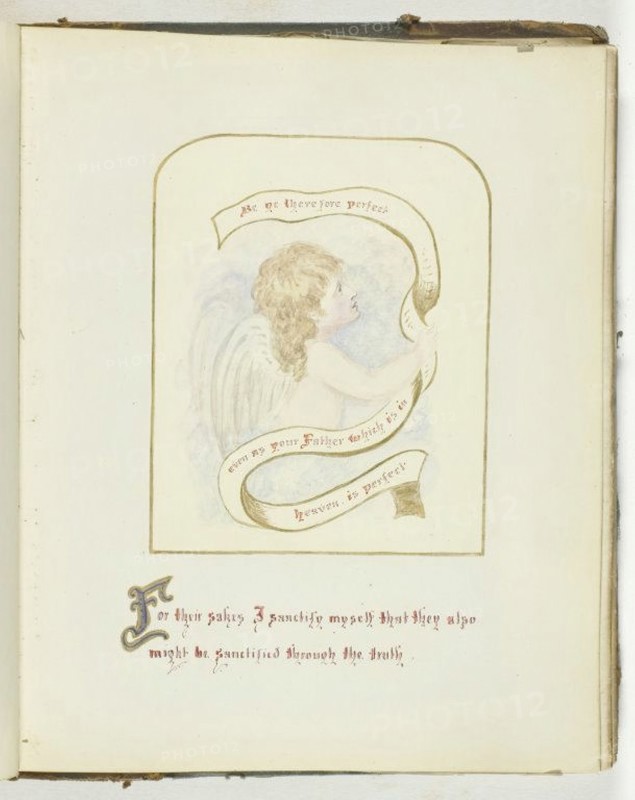 Untitled [cherub with religious text], 1855/68.  Creator: Georgina Cowper.
