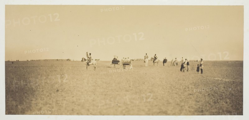 Untitled [visitors watching military manoeuvres], 1857.  Creator: Gustave Le Gray.