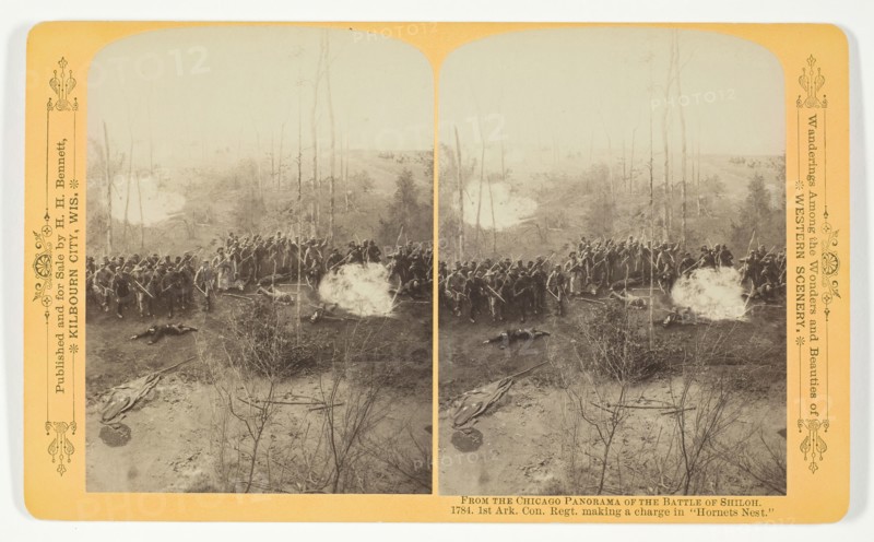 1st Ark. Con. Regt. making a charge in "Hornets Nest", 1887. Creator: Henry Hamilton Bennett.