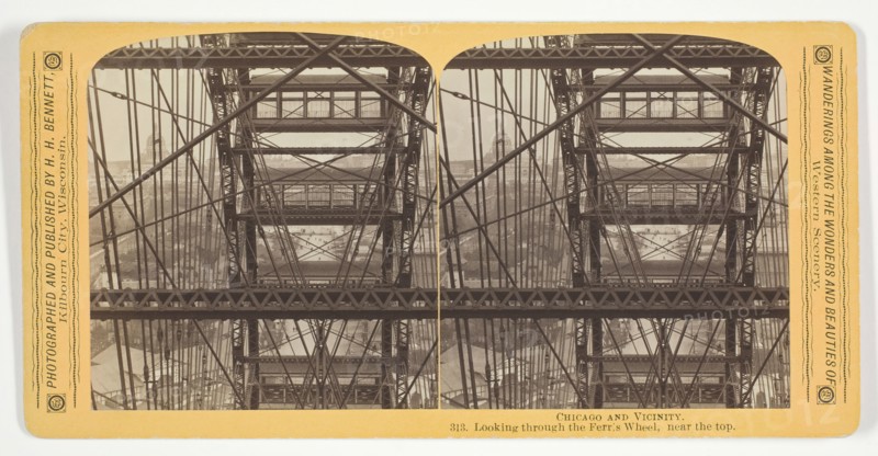 Looking through the Ferris Wheel, near the top, 1893. Creator: Henry Hamilton Bennett.