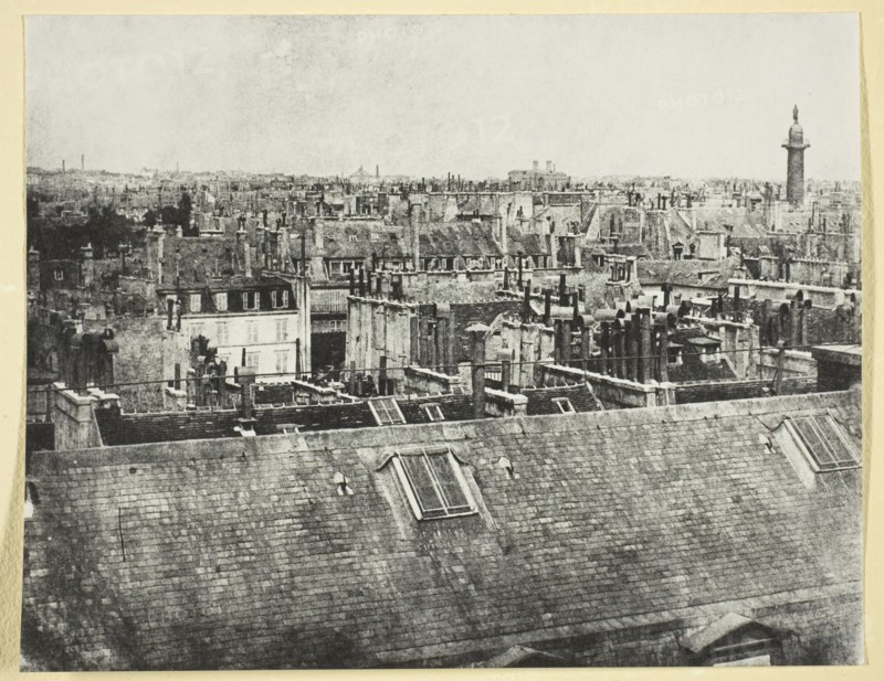 Les Toits de Paris (Vue de la rue Castiglione?), 1842/50, printed 1865. Creator: Hippolyte Bayard.