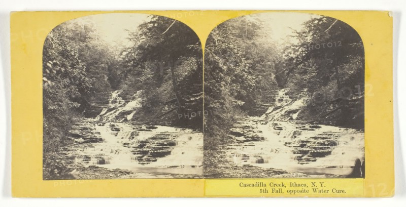 Cascadilla Creek, Ithaca, N.Y. 5th Fall, opposite Water Cure, 1860/65. Creator: J. C. Burritt.