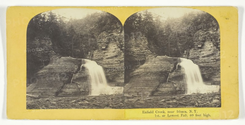 Enfield Creek, near Ithaca, N.Y. 1st, or Lowest Fall, 60 feet high, 1860/65. Creator: J. C. Burritt.
