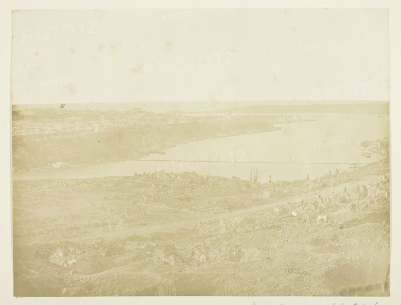 Inner Harbour of Sebastopol, Bridge Connecting the City with the Suburb Fort Nickolas..., 1855. Creator: James Robertson.