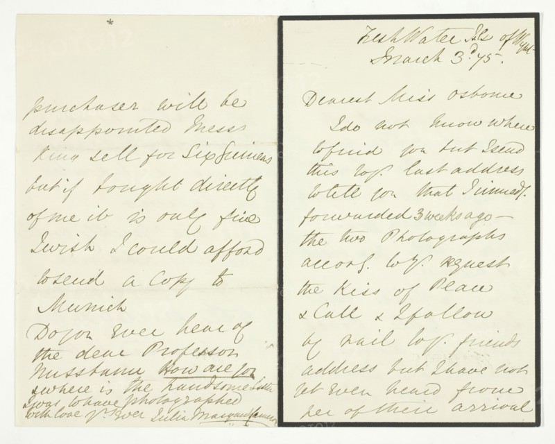 Autograph Letter, March 3, 1875. Creator: Julia Margaret Cameron.