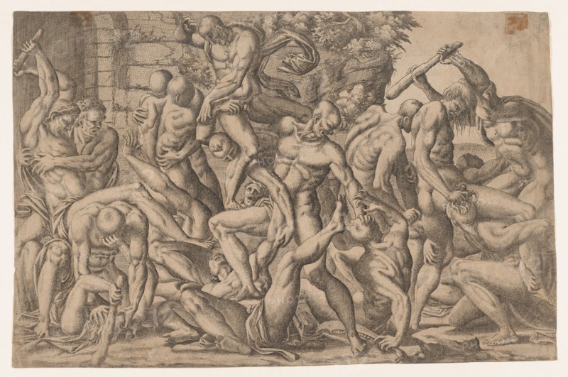 Combat of Naked Men, 1535-55. Creator: Jean Mignon.