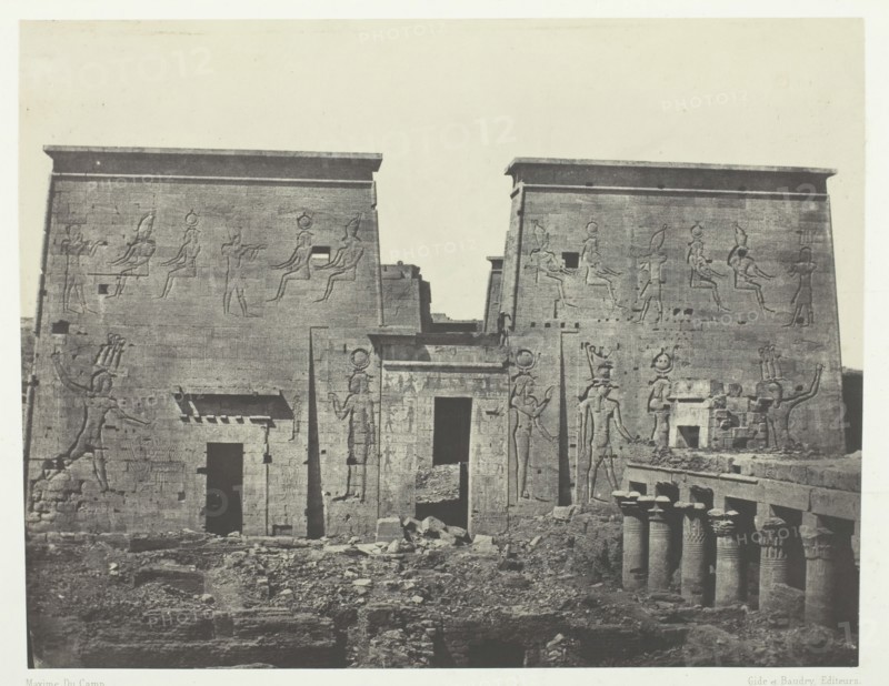 Drômos et Philônes, Grand Temple d'Isis à Pilônes; Nubie, 1849/51, printed 1852. Creator: Maxime du Camp.