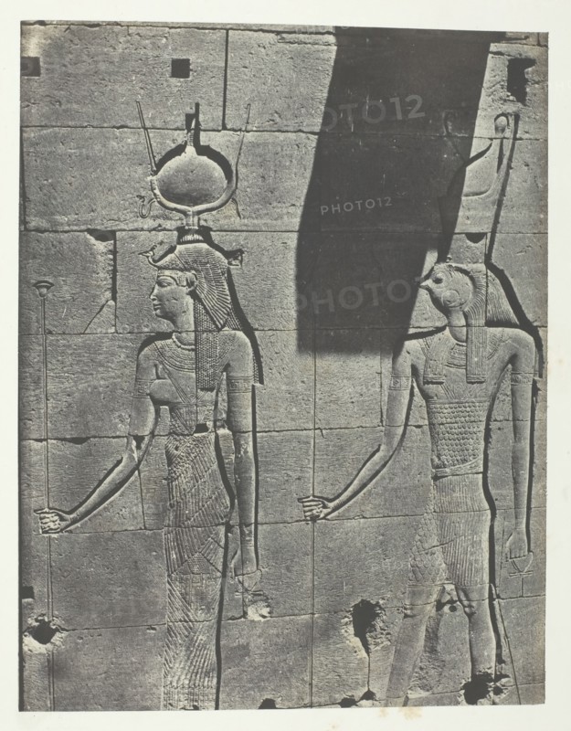 Kalabscheh, Sculptures De La Façade Postérieure Du Temple; Nubie, 1849/51, printed 1852. Creator: Maxime du Camp.