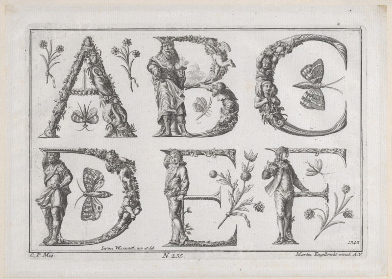 Decorated Roman alphabet, 18th century., 18th century. Creator: Jeremias Wachsmuth.