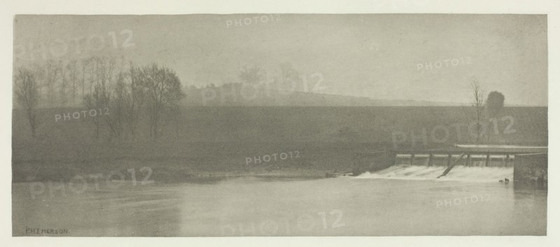 A Rainy Day at Flander's Weir, 1880s. Creator: Peter Henry Emerson.
