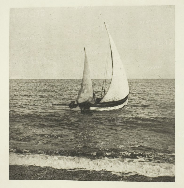 A Suffolk Shrimper "Going Off", c. 1883/87, printed 1888. Creator: Peter Henry Emerson.