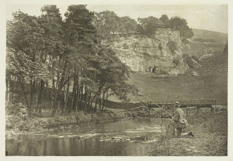 Wolfscote Bridge and Franklyn Rock, Beresford Dale, 1880s. Creator: Peter Henry Emerson.