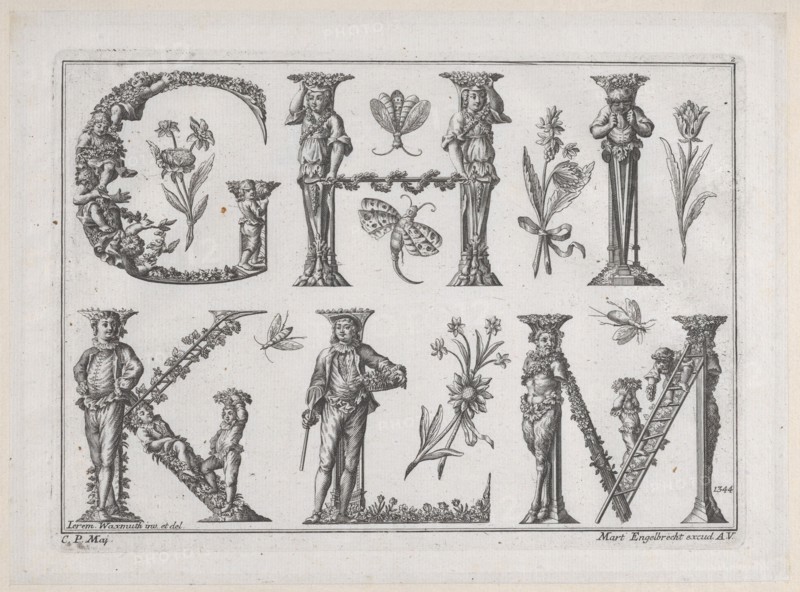Decorated Roman alphabet, 18th century., 18th century. Creator: Jeremias Wachsmuth.