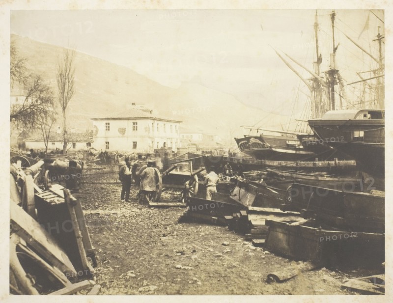 Landing Place, Ordnance Wharf, Balaklava, 1855. Creator: Roger Fenton.